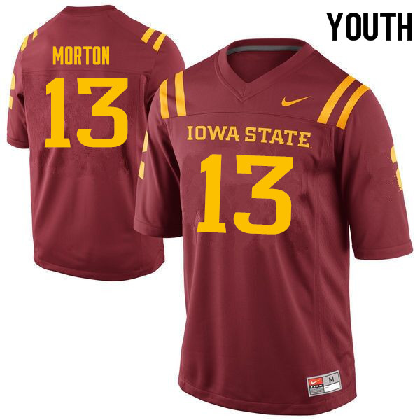 Youth #13 Jaeveyon Morton Iowa State Cyclones College Football Jerseys Sale-Cardinal